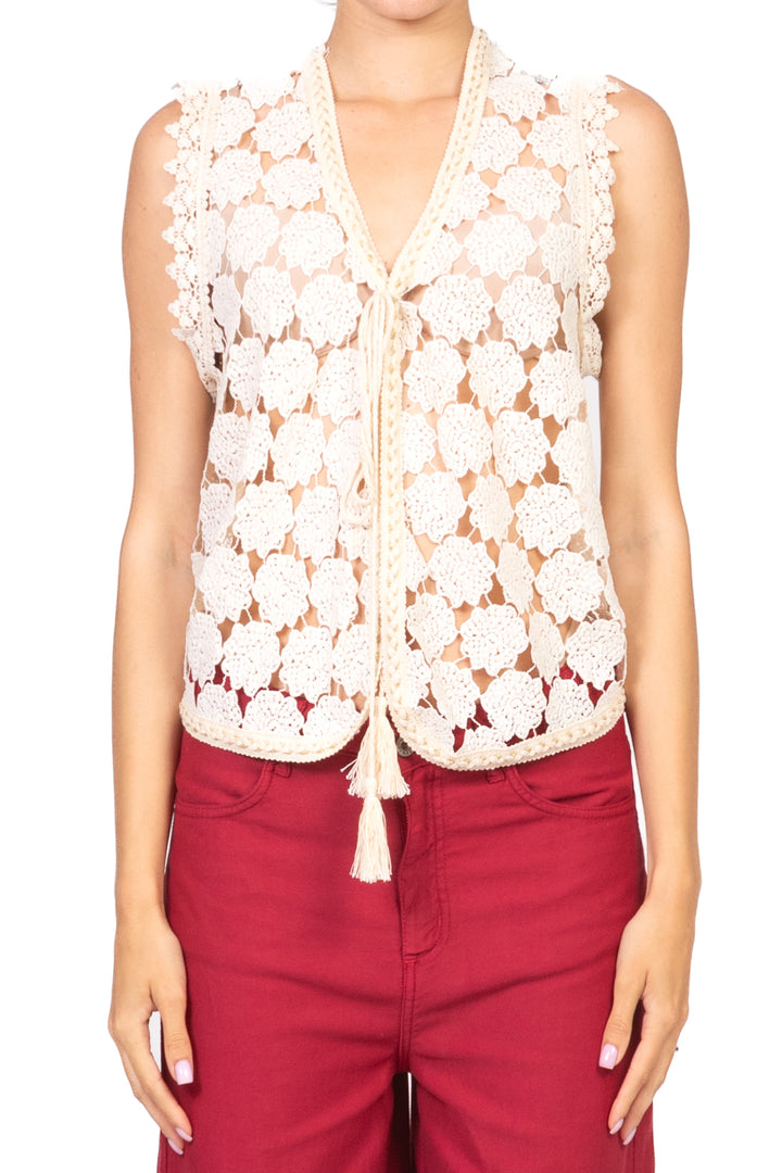Vicolo - Gilet macramè con profili lurex Art. TD2879