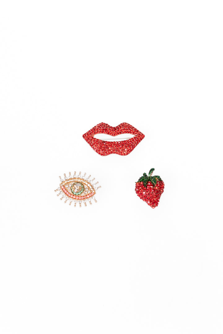 Upper - Tris di spille Bacio - Occhio - Fragola