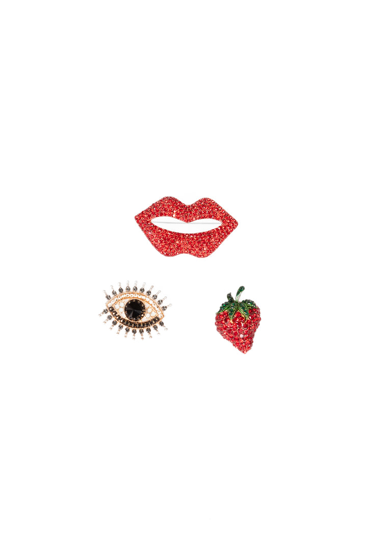 Upper - Tris di spille Bacio - Occhio - Fragola