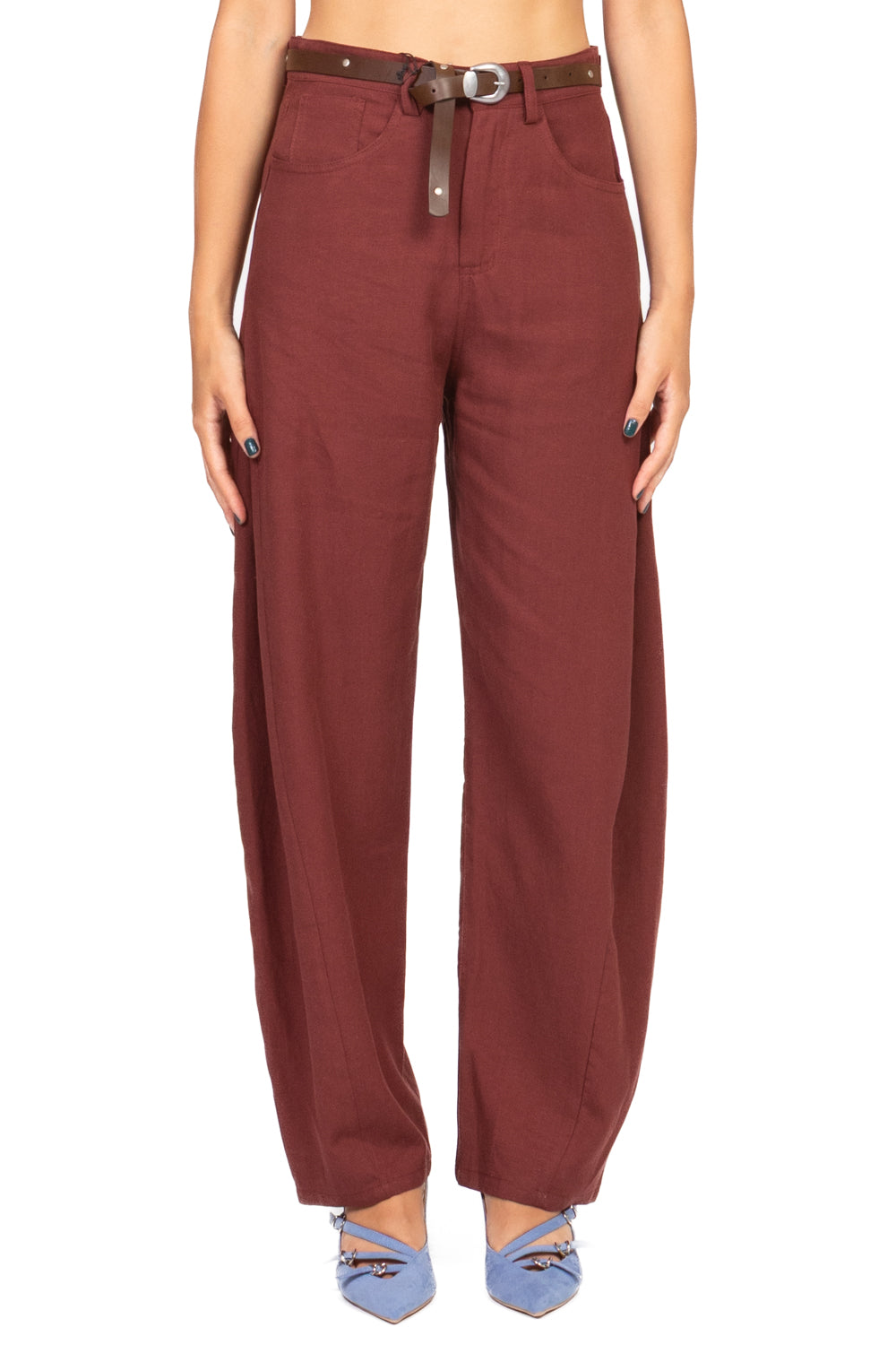 Tensione In - Pantalone barrel con cintura Art. S25PI31