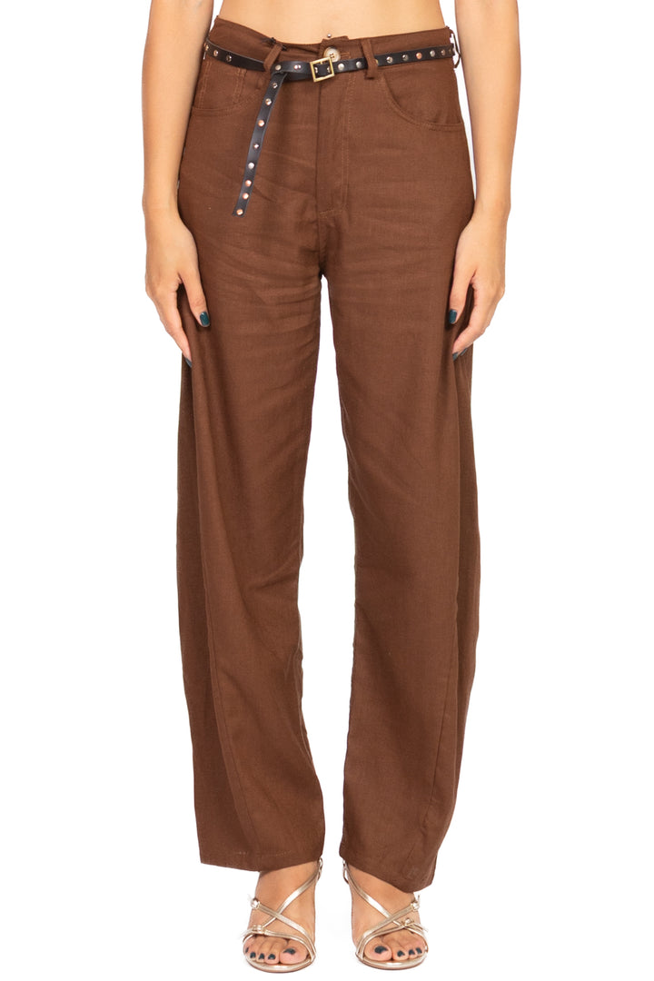 Tensione In - Pantalone barrel con cintura Art. S25PI31
