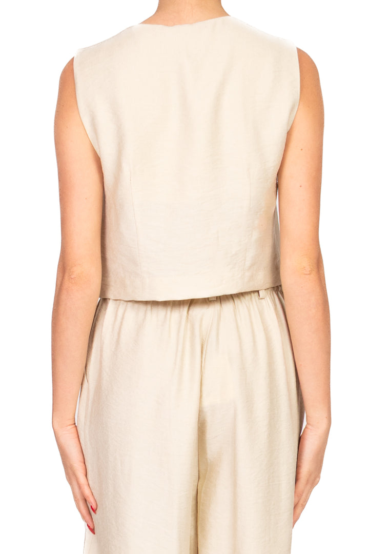 Vicolo - Gilet crop con bottone oro Art. TD3202