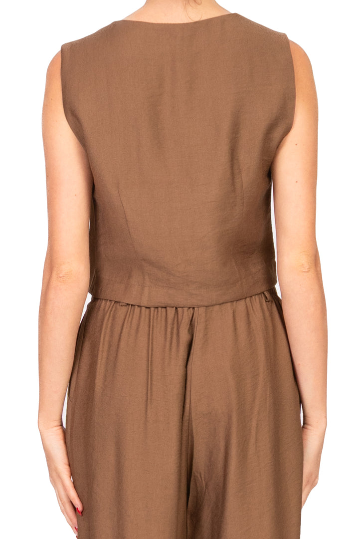 Vicolo - Gilet crop con bottone oro Art. TD3202