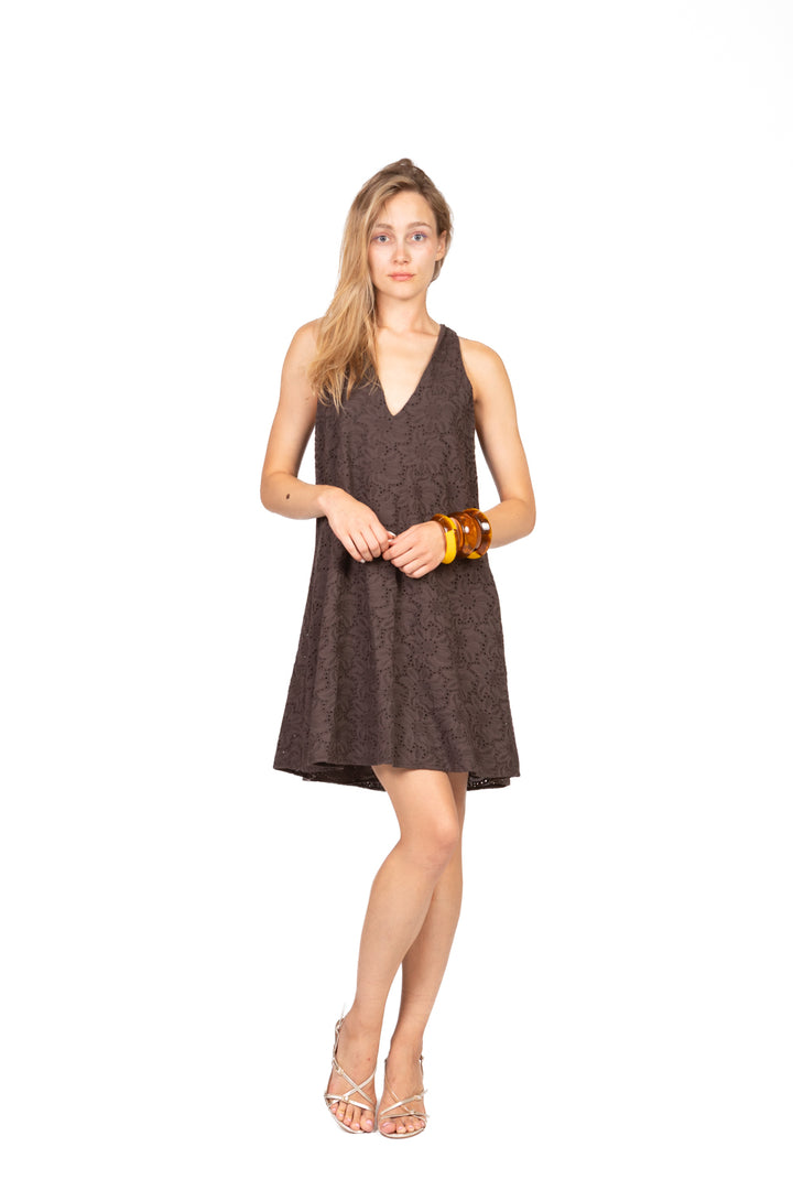 Tensione In - Abito mini pizzo san gallo scollo a V Art. S25AI68