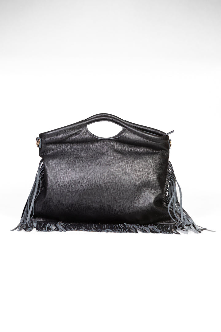 Upper - Borsa in pelle con frange