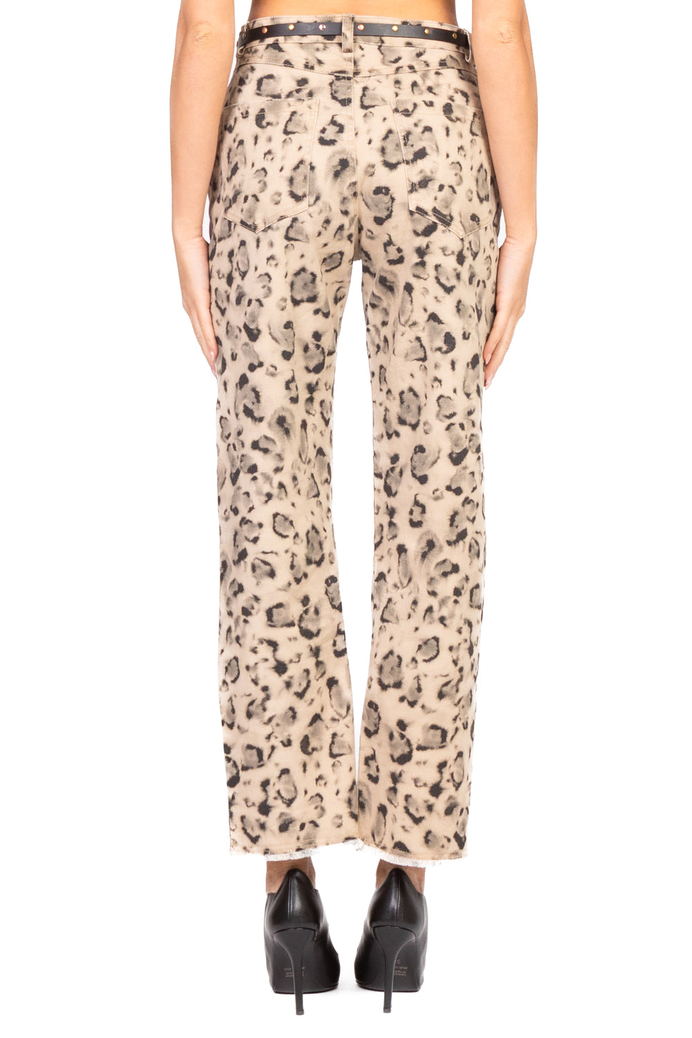 Tensione In - Jeans animalier dritto sfrangiato Art. W25P335