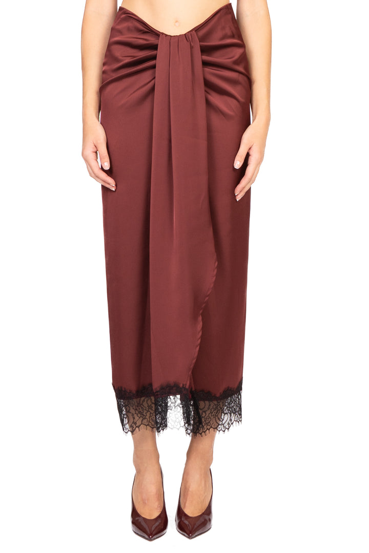 Tensione In - Gonna in raso orlo in pizzo Art. FW250028