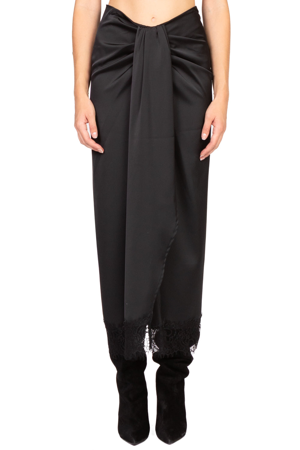 Tensione In - Gonna in raso orlo in pizzo Art. FW250028