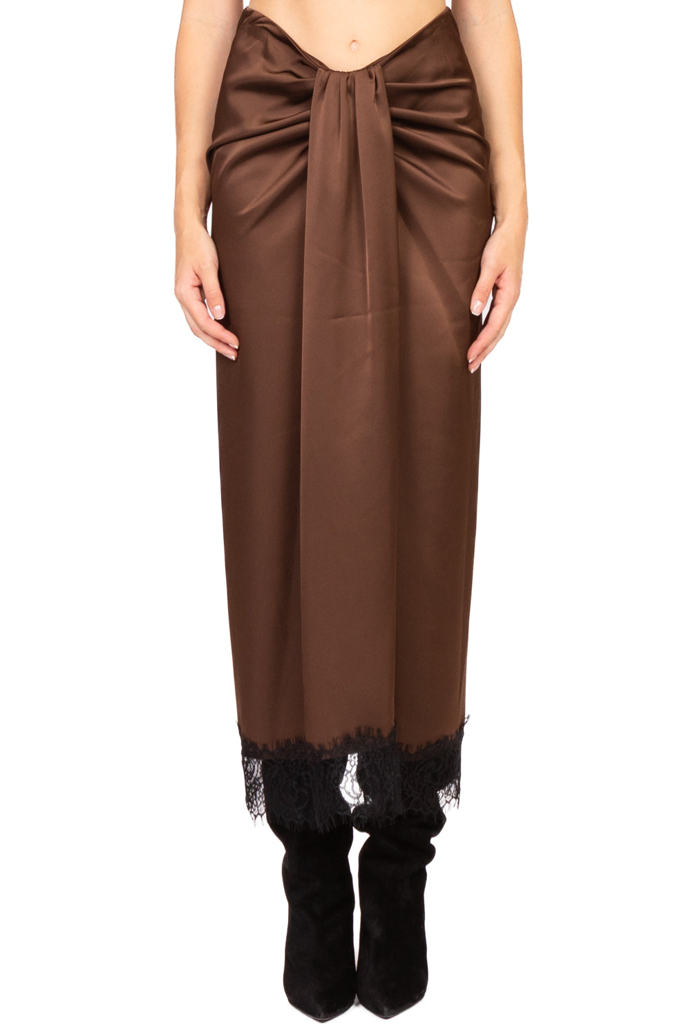 Tensione In - Gonna in raso orlo in pizzo Art. FW250028