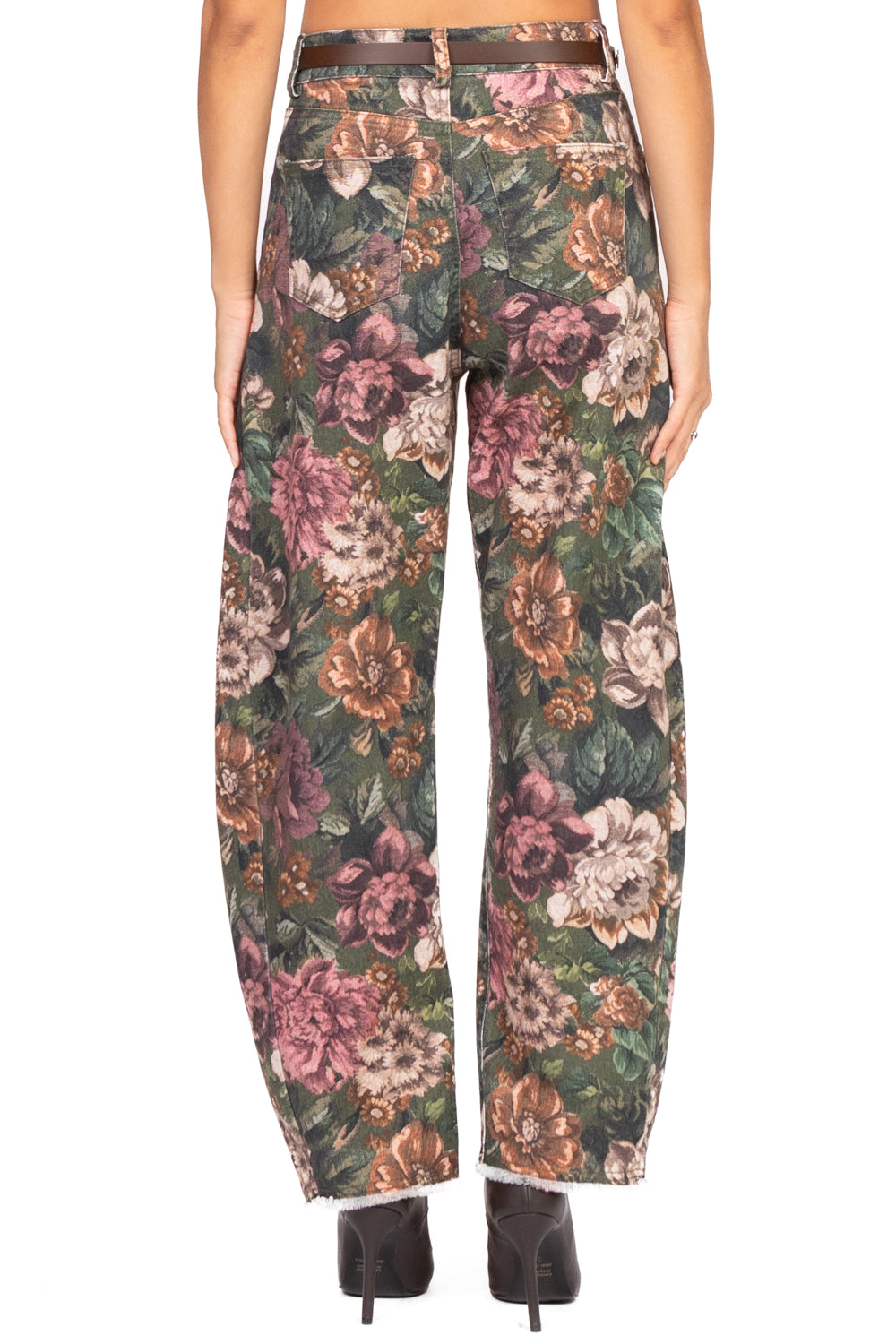 Tensione In - Jeans barrel floreale con cintura Art. W25P158
