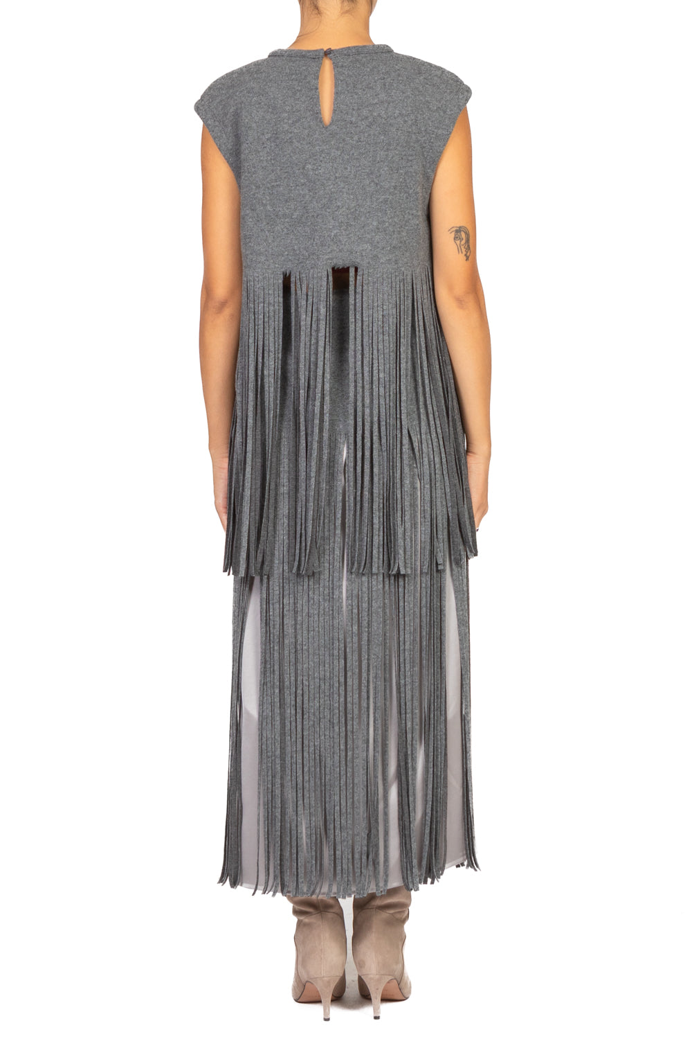 Tensione In - Maglia smanicata con frange Art. W25M136