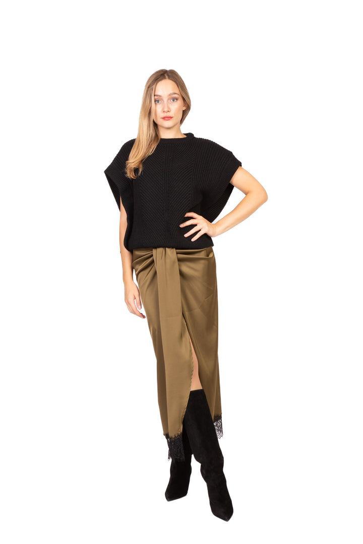 Tensione In - Gonna in raso orlo in pizzo Art. FW250028
