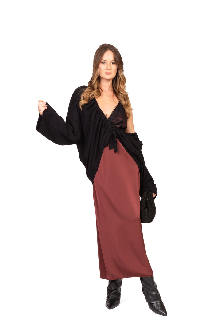 Tensione In - Abito satin con pizzo Art. FW250032
