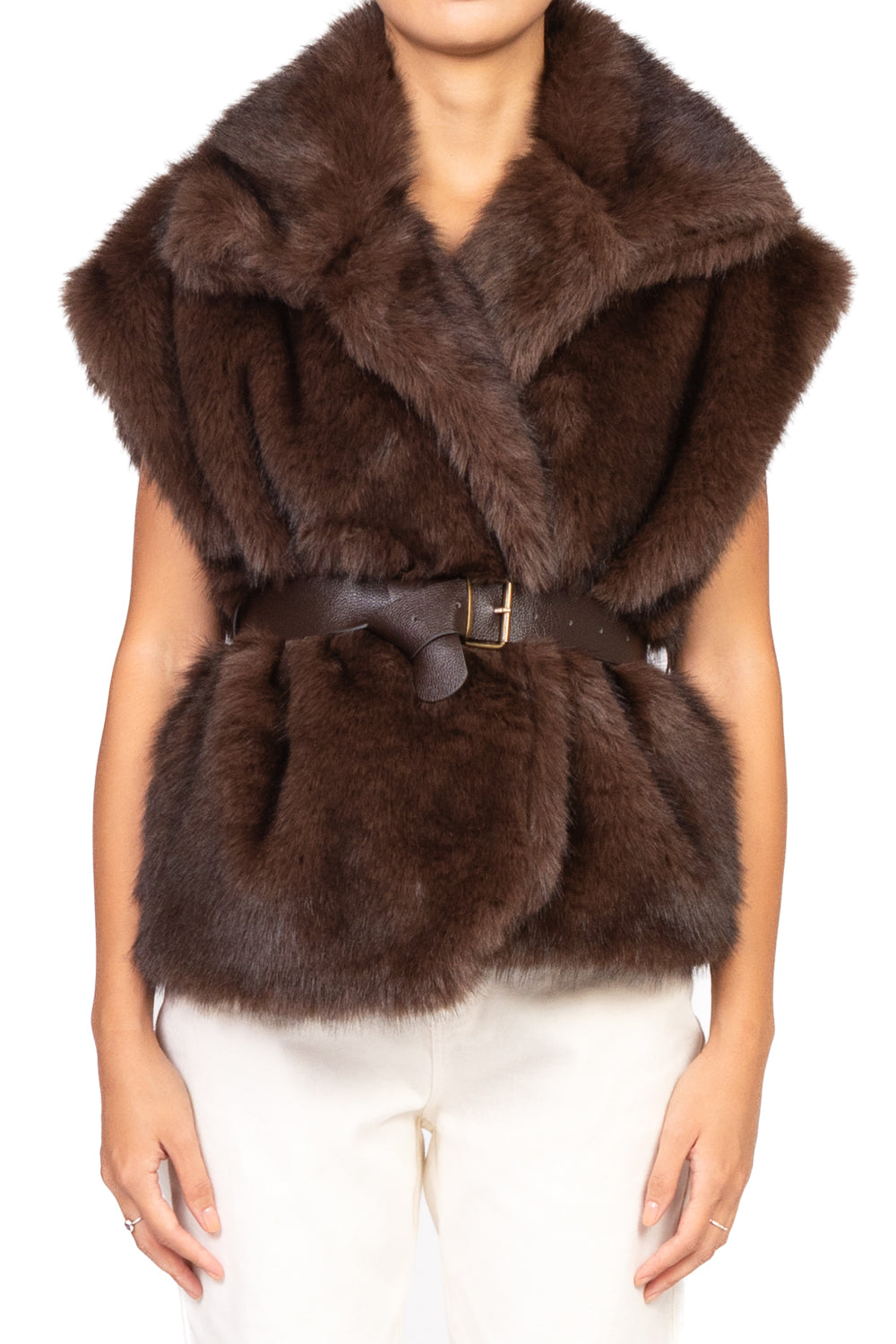 Vicolo - Gilet pelliccia con cintura Art. TF0711