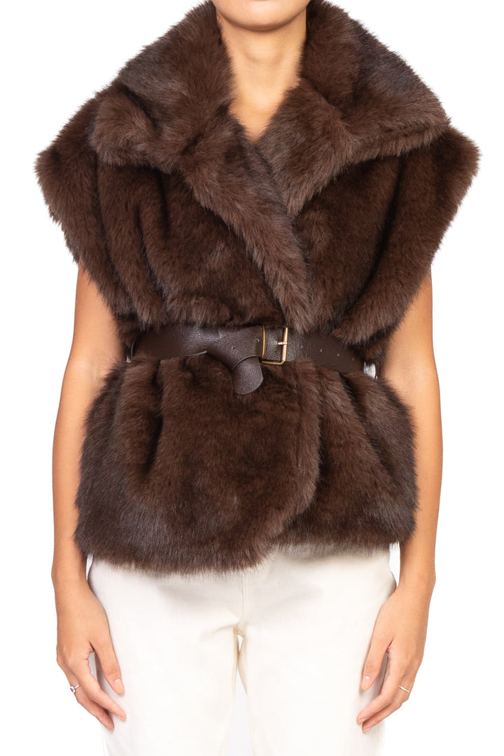 Vicolo - Gilet pelliccia con cintura Art. TF0711