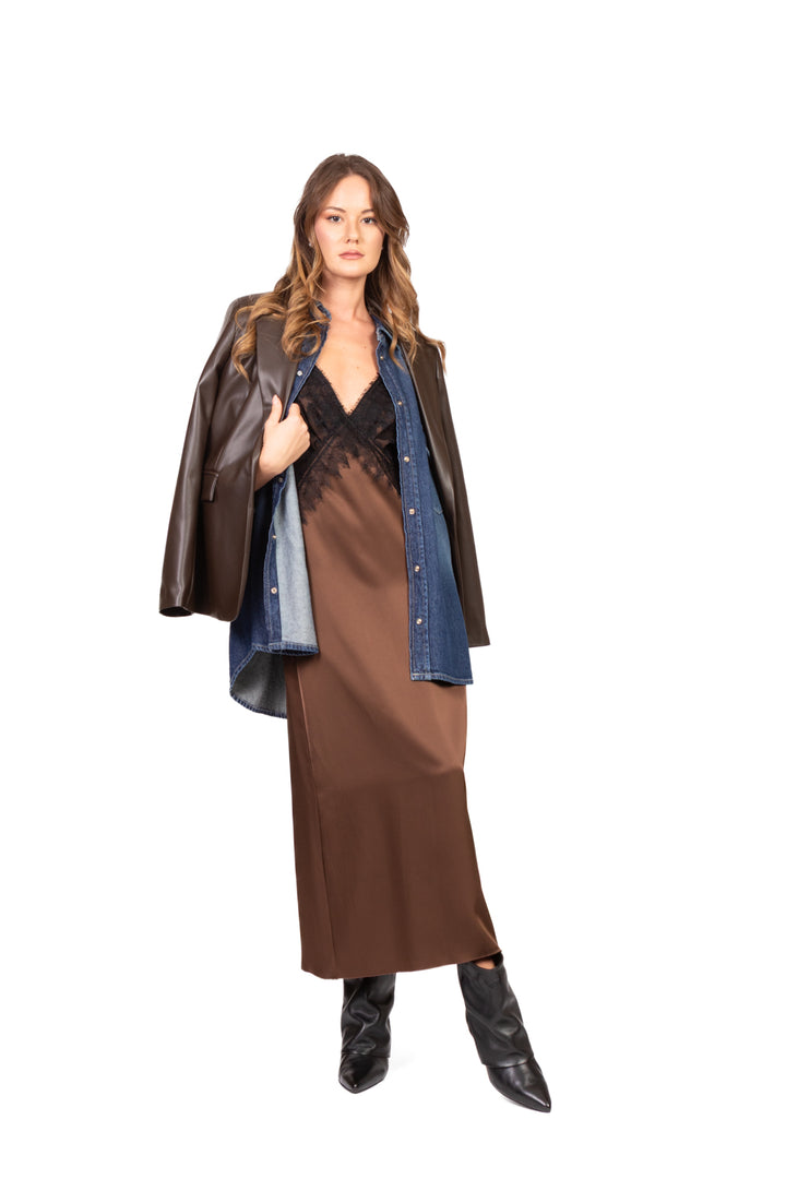 Tensione In - Abito satin con pizzo Art. FW250032