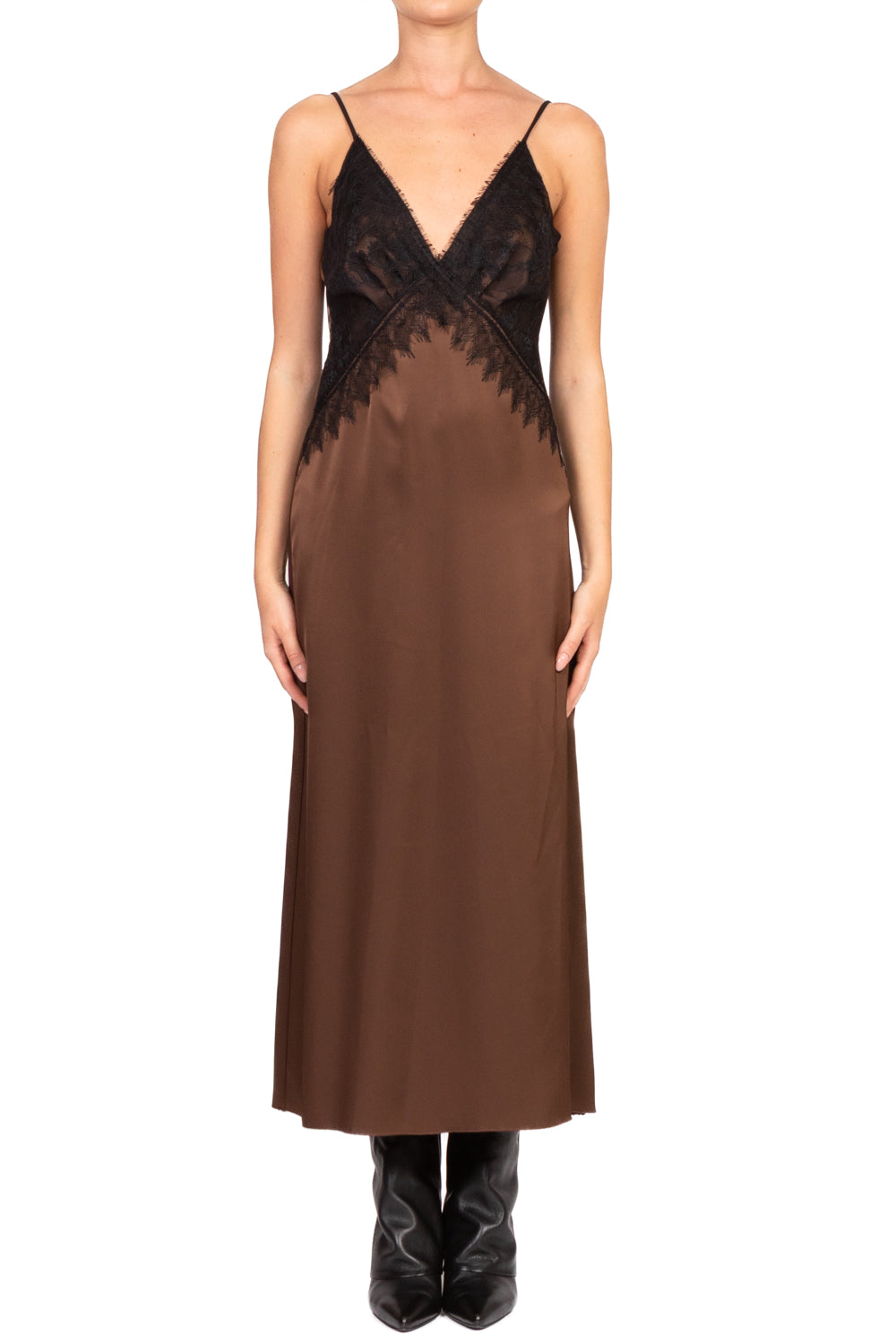 Tensione In - Abito satin con pizzo Art. FW250032