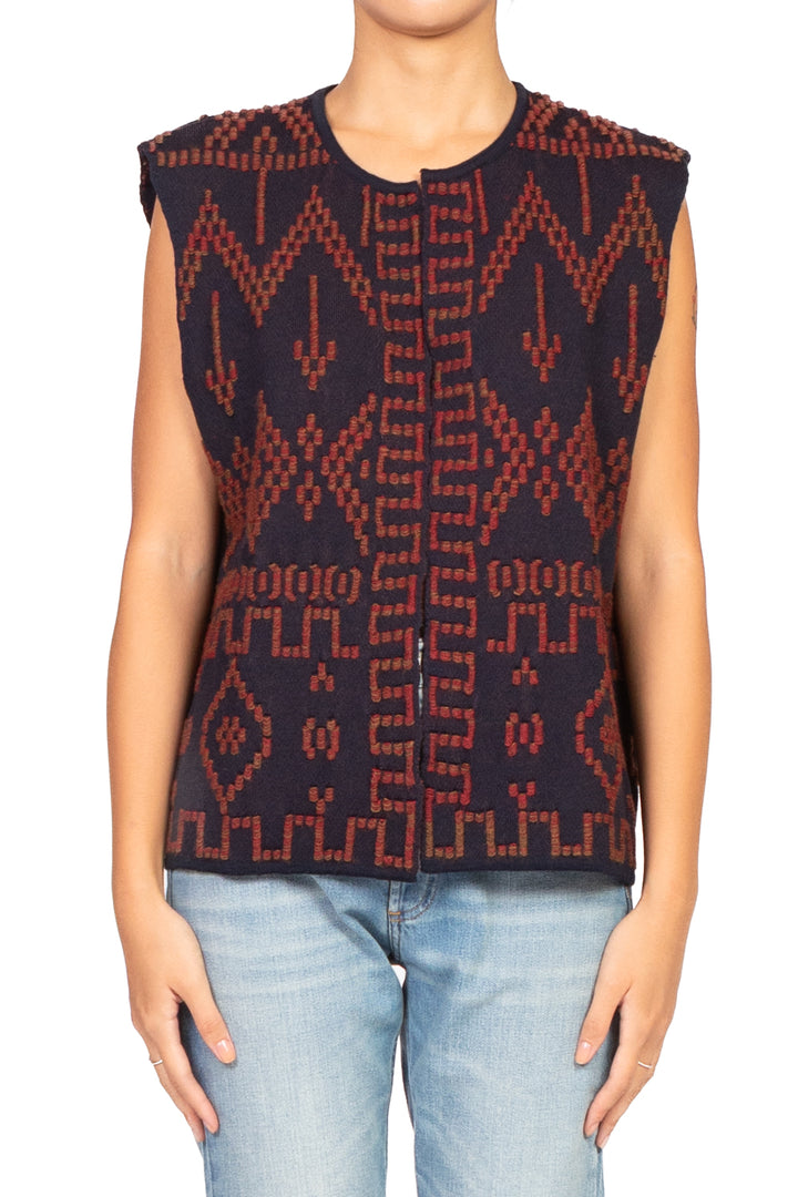 Tensione In - Gilet aperto ricamo etnico Art. W5HMG60A400