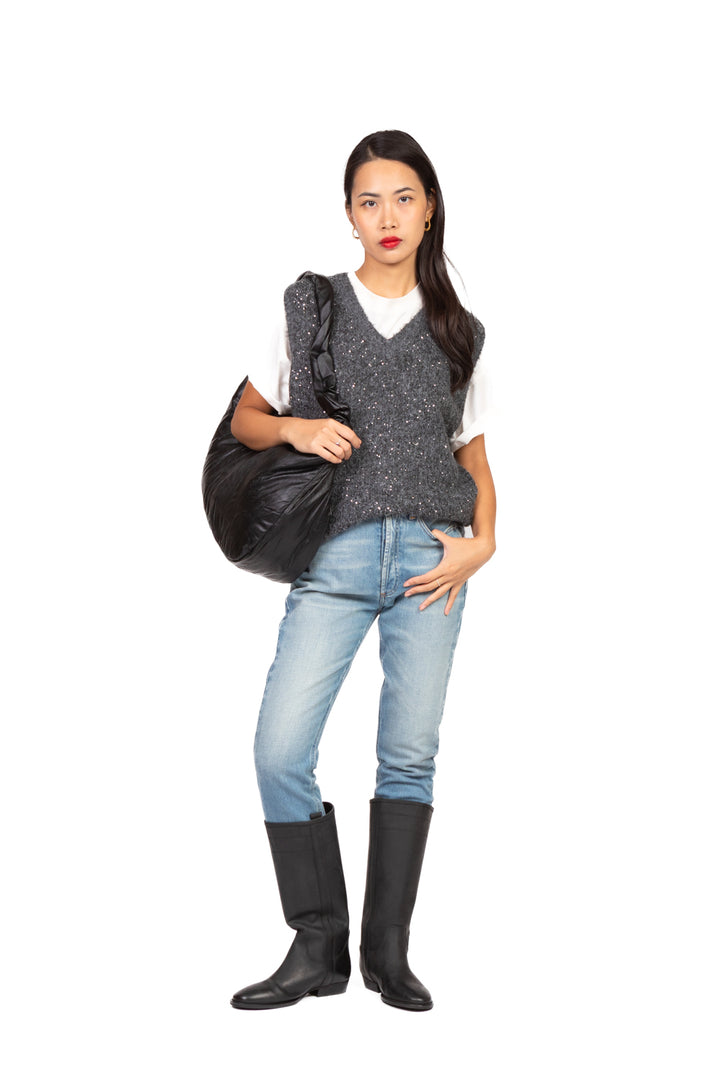 Emunà - Gilet scollo a v con micro paillettes Art. D93187