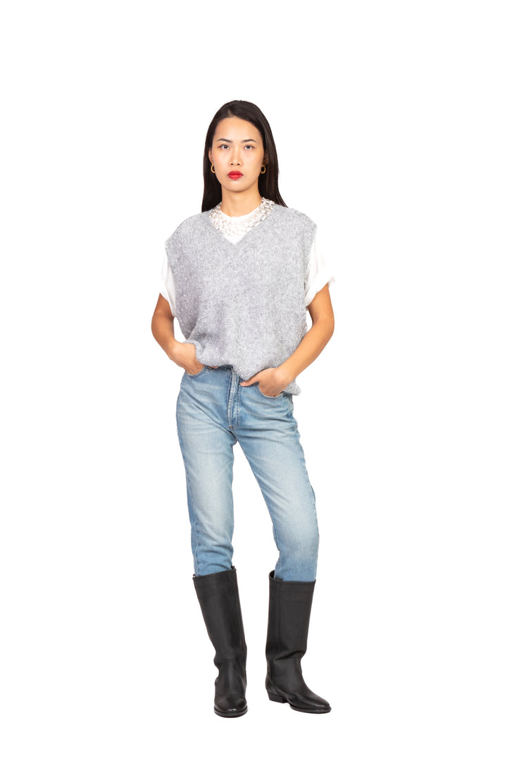 Emunà - Gilet scollo a v con micro paillettes Art. D93187