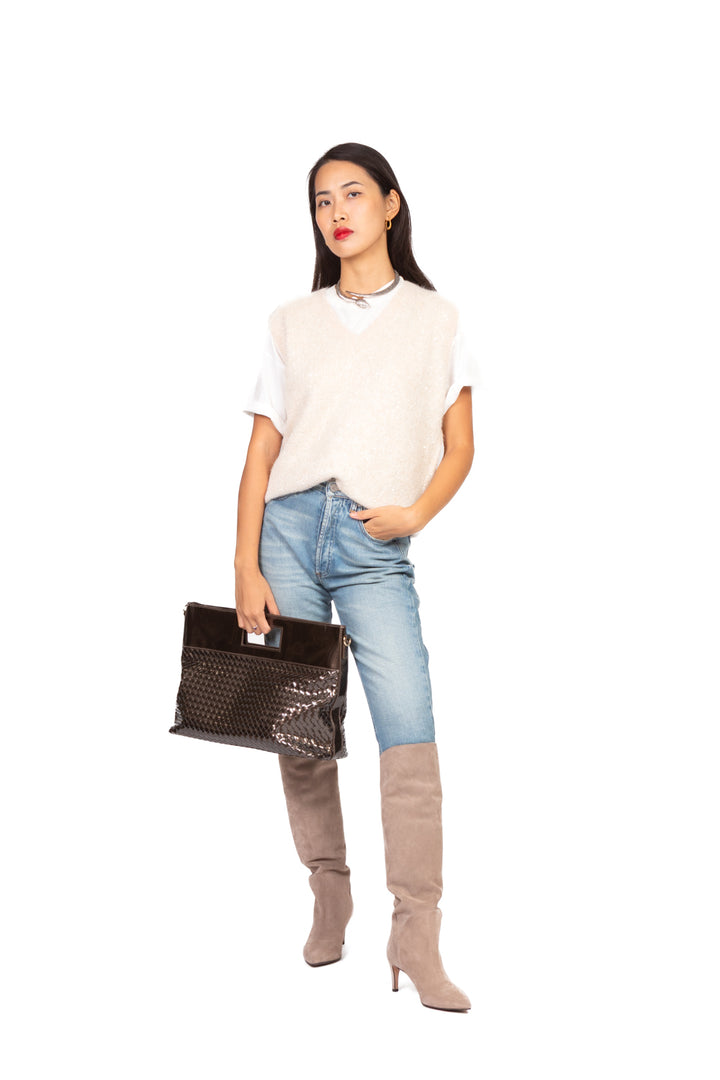 Emunà - Gilet scollo a v con micro paillettes Art. D93187