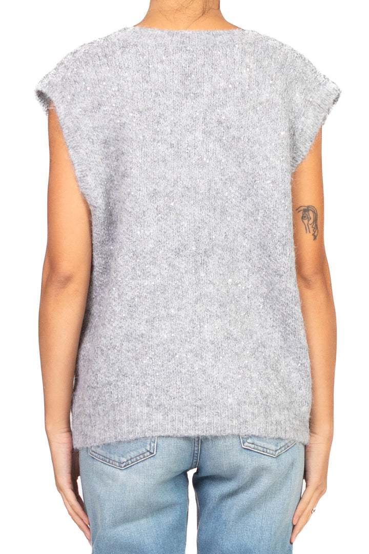 Emunà - Gilet scollo a v con micro paillettes Art. D93187