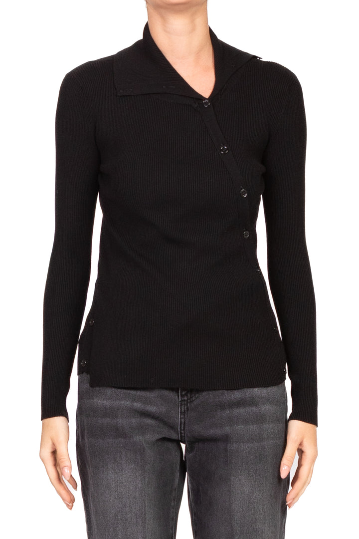 Vicolo - Maglia a costine con bottoni asimmetrici Art. 22106F