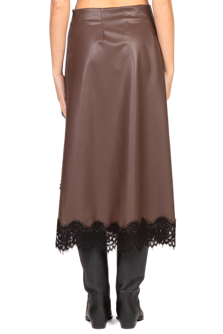 Tensione In - Gonna ecopelle intarsi pizzo Art. 37651