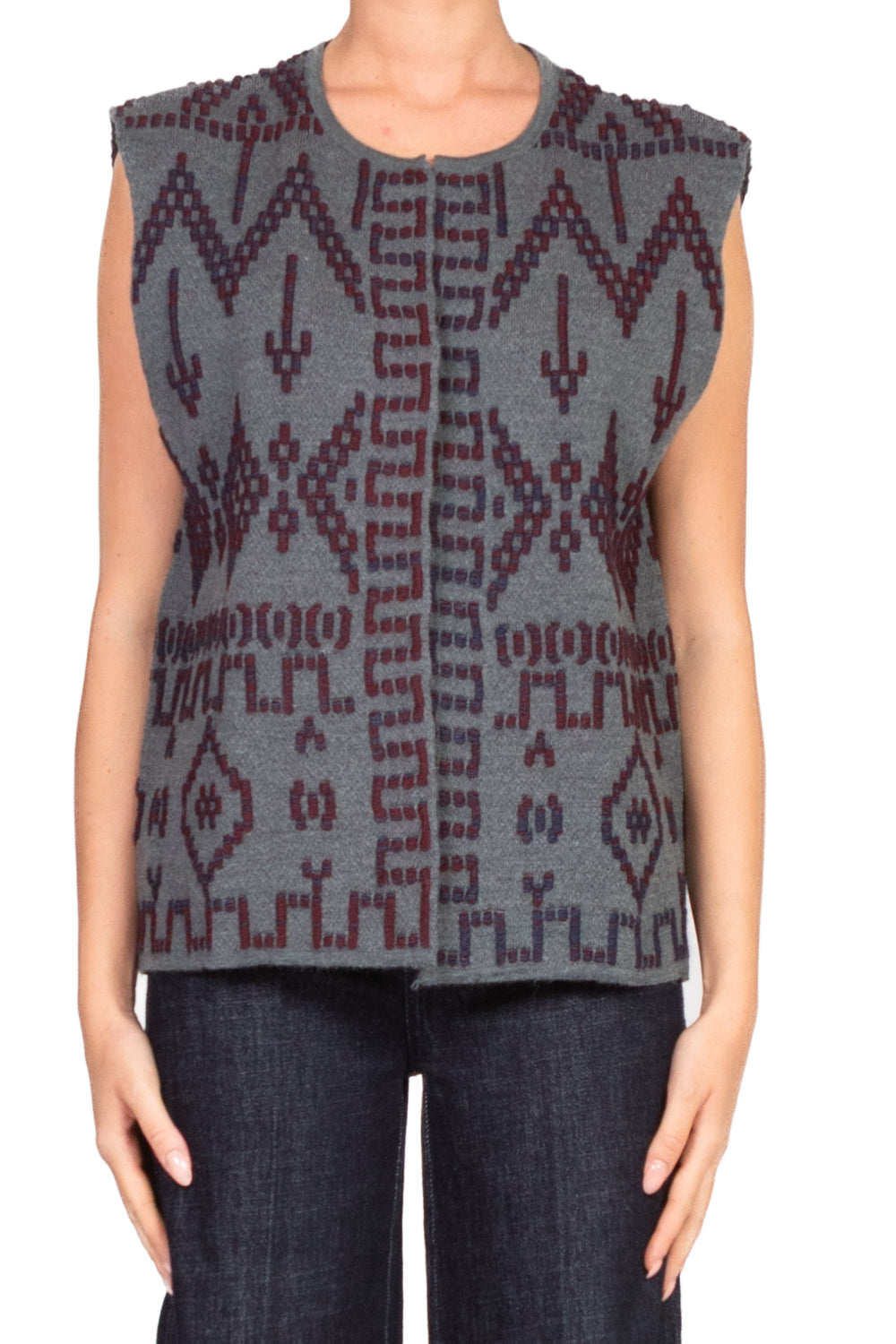 Tensione In - Gilet aperto ricamo etnico Art. W5HMG60A400