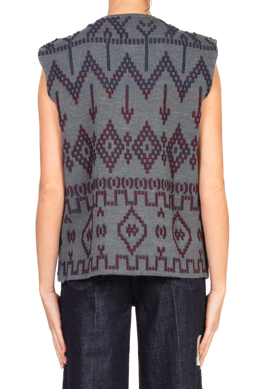 Tensione In - Gilet aperto ricamo etnico Art. W5HMG60A400