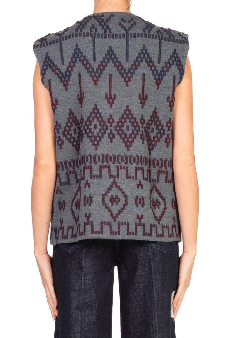 Tensione In - Gilet aperto ricamo etnico Art. W5HMG60A400