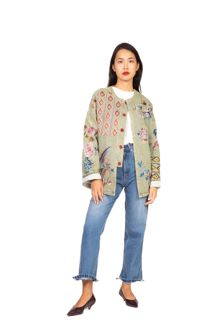 Emunà - Giacca in denim ricamata