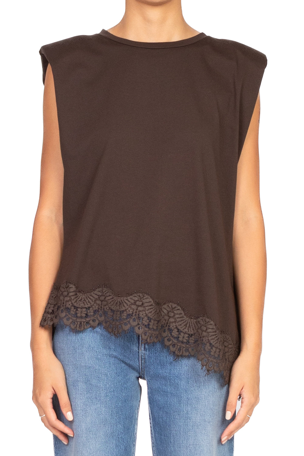 Tensione In - T-shirt asimmetrica pizzo Art. W25M456