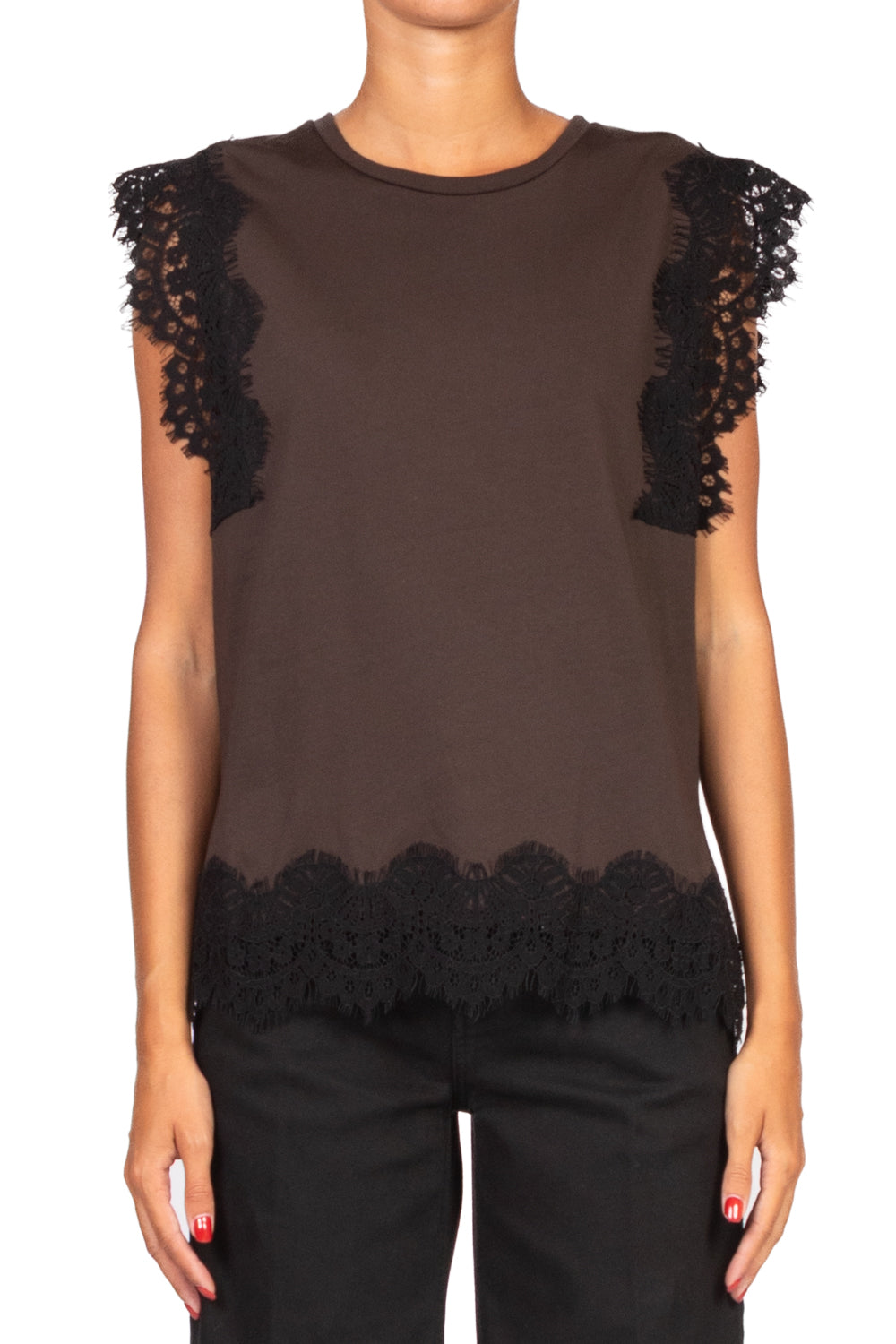 Tensione In - T-shirt con profili pizzo Art. W25M454