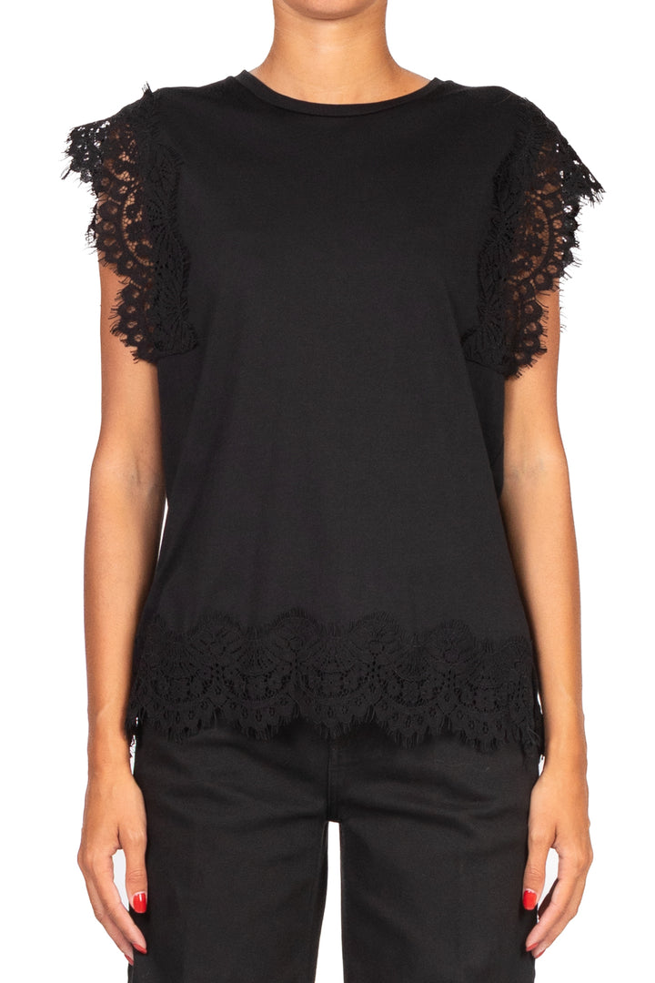 Tensione In - T-shirt con profili pizzo Art. W25M454