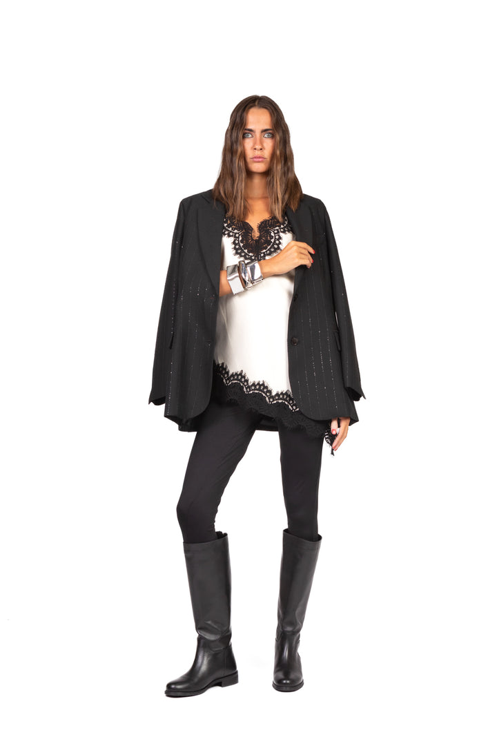 Tensione In - Top asimmetrico con pizzo Art. 37636