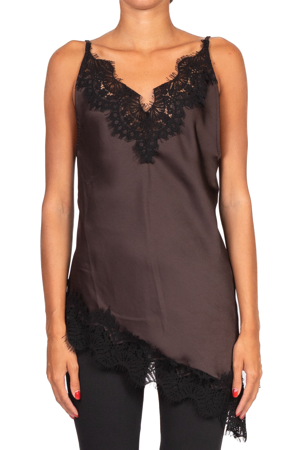 Tensione In - Top asimmetrico con pizzo Art. 37636