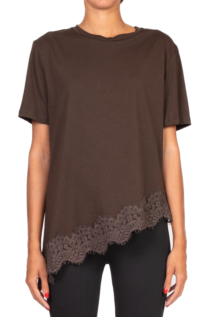 Tensione In - T-shirt asimmetrica con pizzo Art. 37638