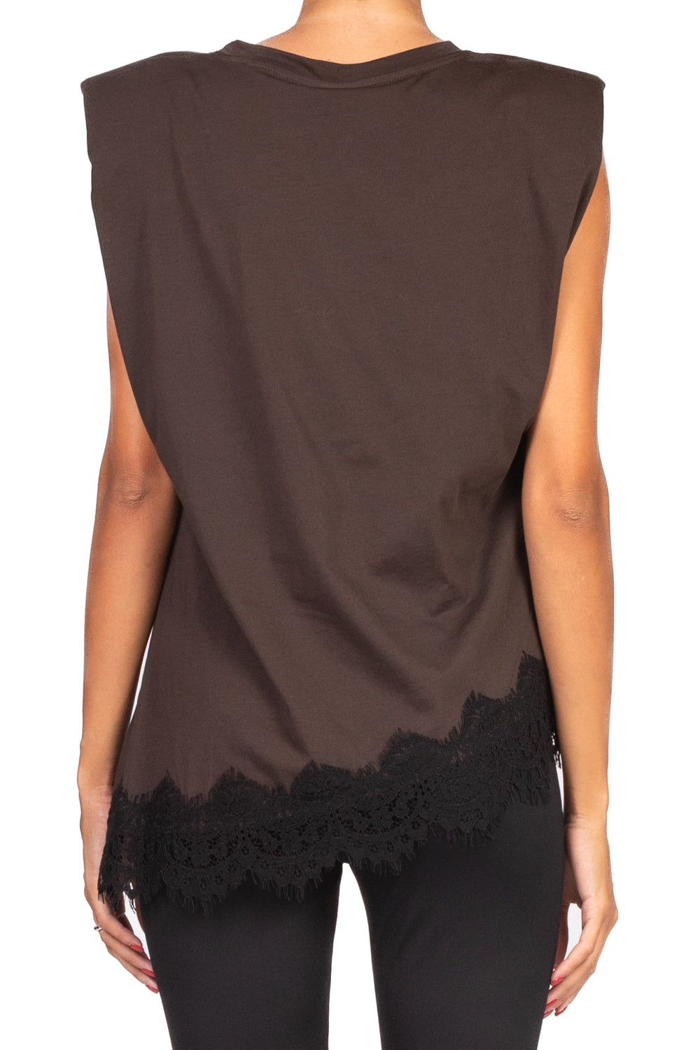Tensione In - T-shirt asimmetrica pizzo Art. W25M456