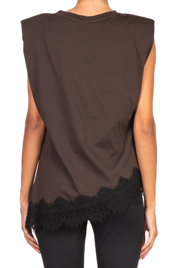 Tensione In - T-shirt asimmetrica pizzo Art. W25M456