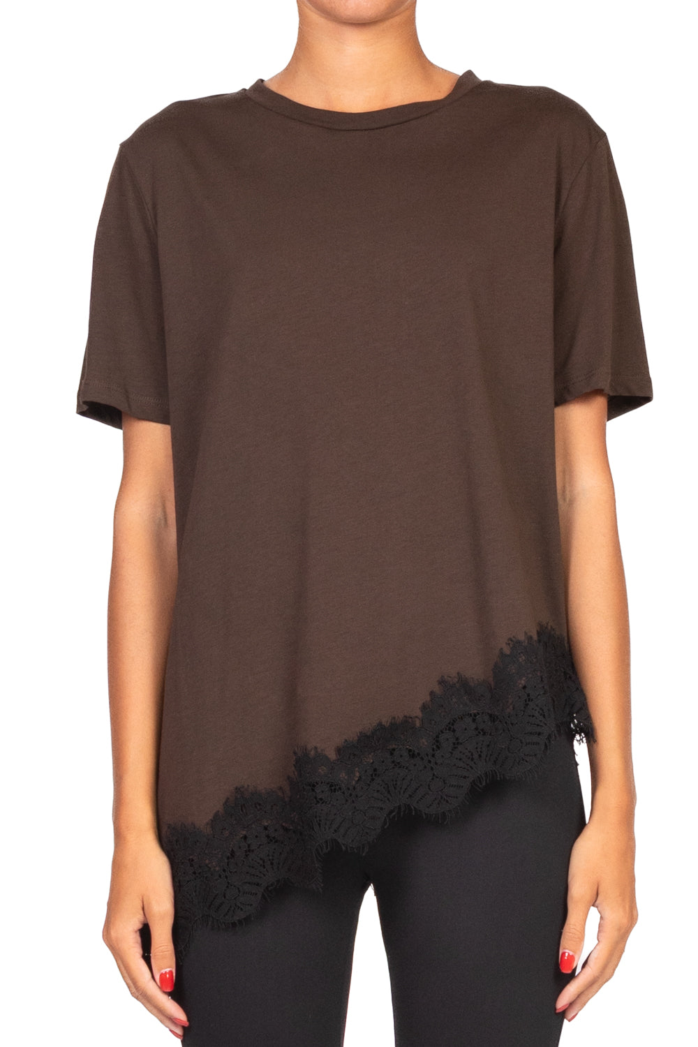 Tensione In - T-shirt asimmetrica con pizzo Art. 37638