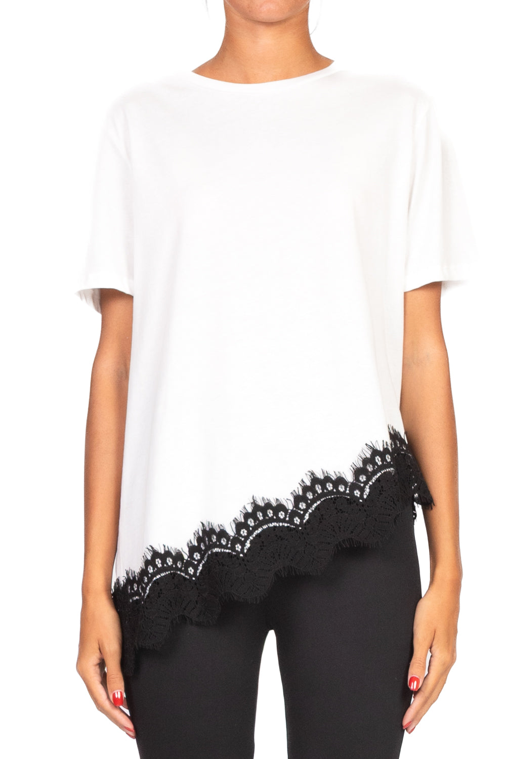 Tensione In - T-shirt asimmetrica con pizzo Art. 37638