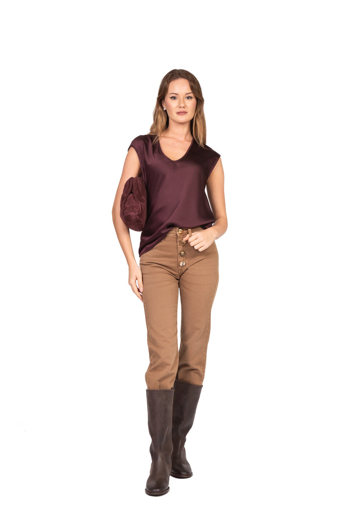 Imperial - Blusa smanicata scollo V satin Art. REH0KBA