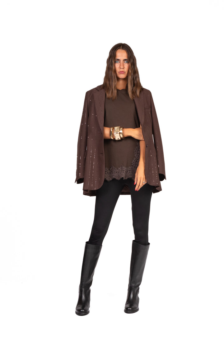 Tensione In - T-shirt over con pizzo Art. 37637