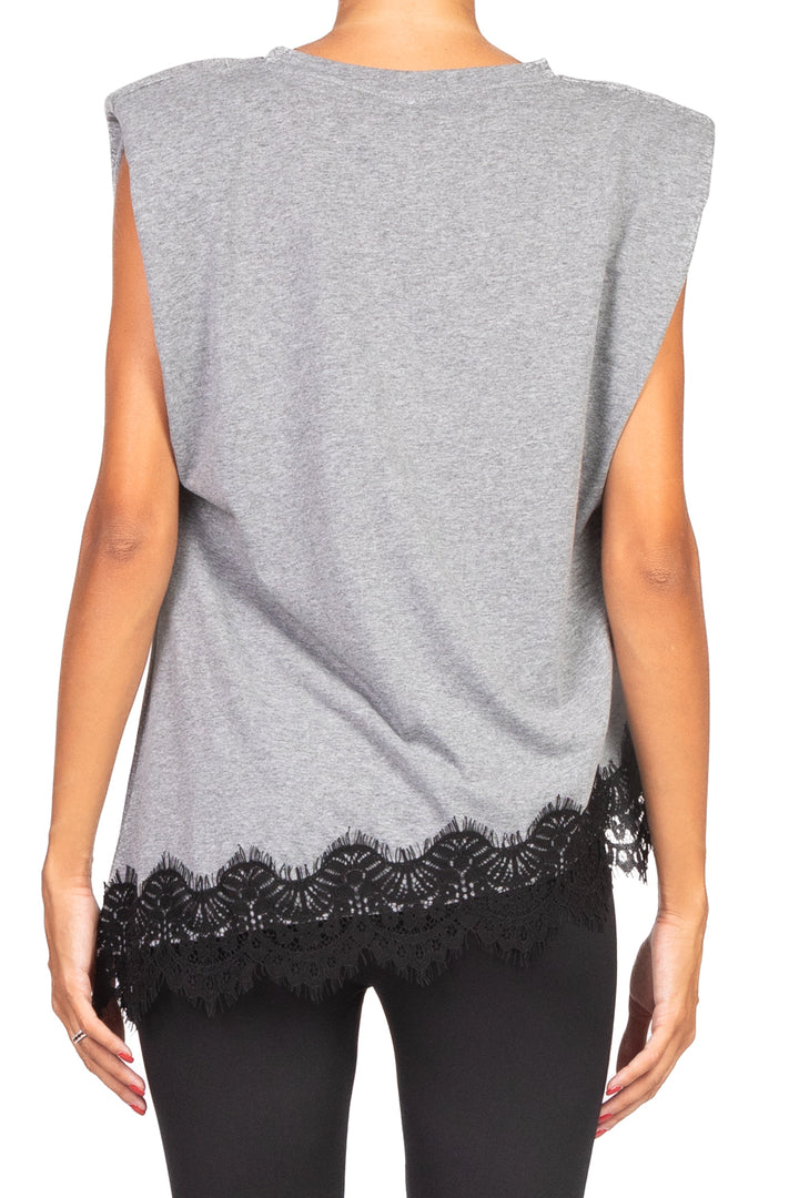Tensione In - T-shirt asimmetrica pizzo Art. W25M456