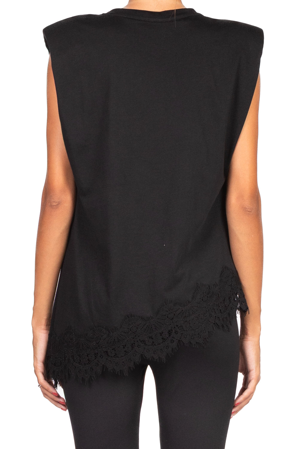 Tensione In - T-shirt asimmetrica pizzo Art. W25M456