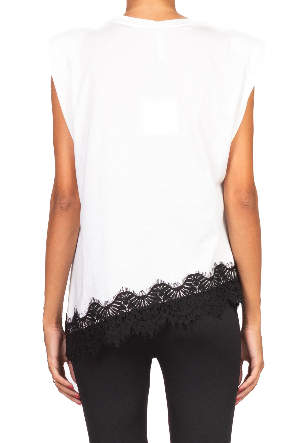 Tensione In - T-shirt asimmetrica pizzo Art. W25M456