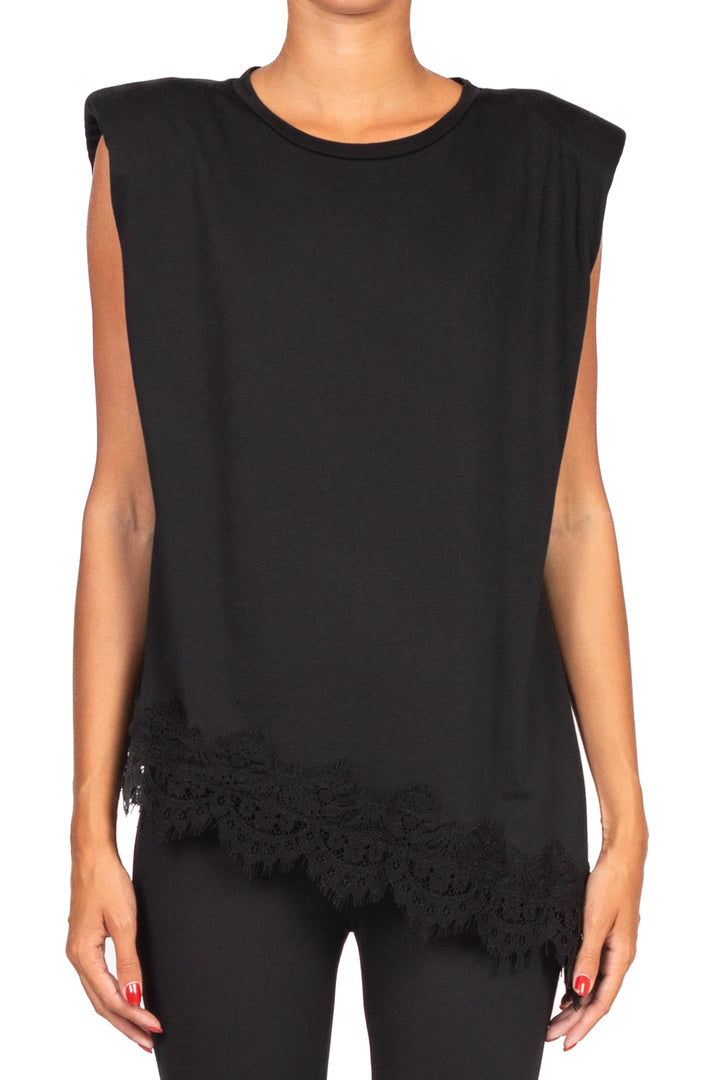 Tensione In - T-shirt asimmetrica pizzo Art. W25M456