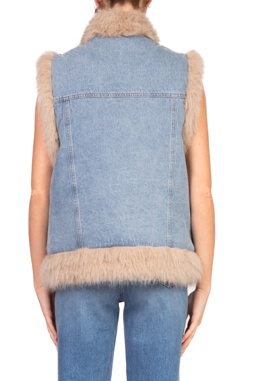 Dixie - Gilet in denim profili ecopelliccia Art. L945Y024X