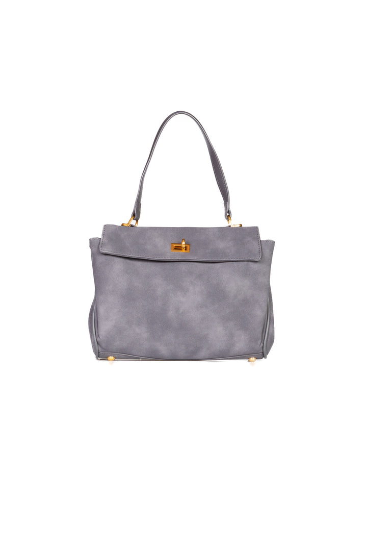 Upper - Borsa trapezio scamosciata con lucchetto
